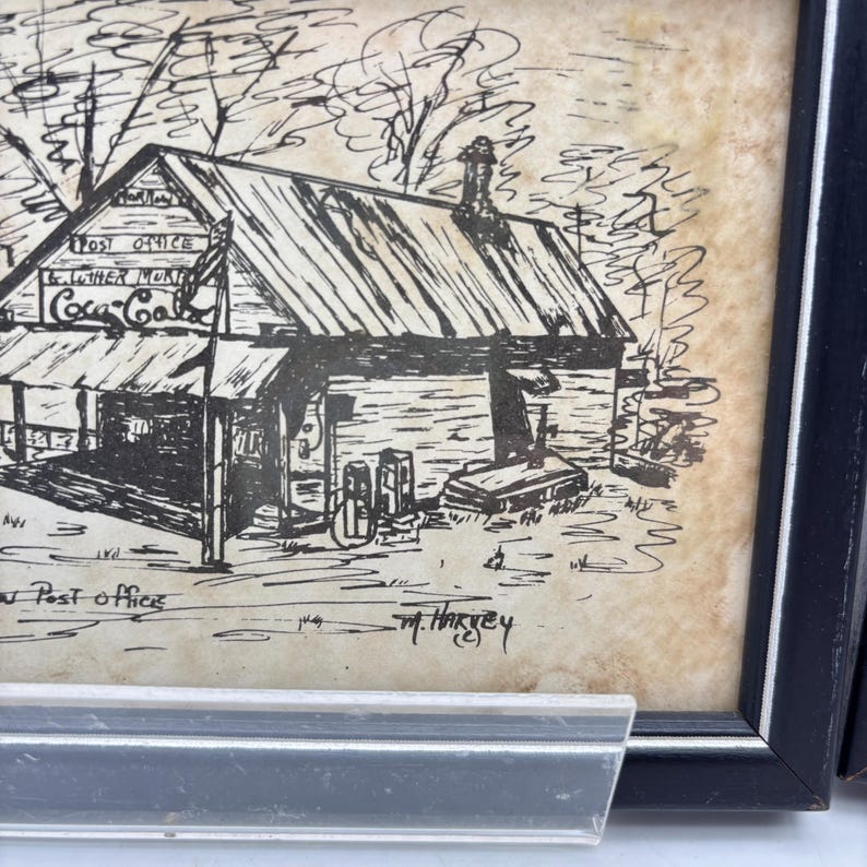 Vintage Framed Pen & Ink Rural Georgia Drawings - Artist Signed - Etsy