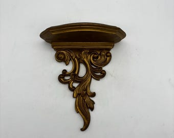 Syroco Homco Gold Wall Shelf Ornate Decorative Sconce Hollywood Regency Vintage 1970s