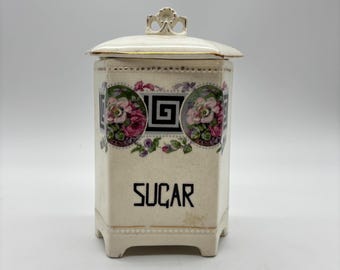 Antique Art Deco Luise Victoria Czechoslovakia Porcelain Sugar Canister