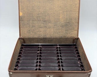 Vintage Brown Cassette Tape Case - 1980s Portable Storage for 30 Tapes