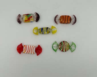 Vintage Art Blown Glass Candy Set, Faux Candy, 5 Piece