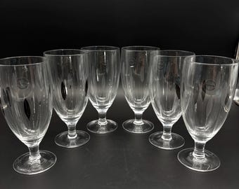 Vintage Gorham Hand Cut Painted Glasses Set of 6 Mid Century Stemmed Drinkware, read description.