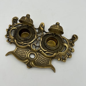 Vintage Ornate Brass Footed Inkwell Made in Japan. 5 1/2” Long