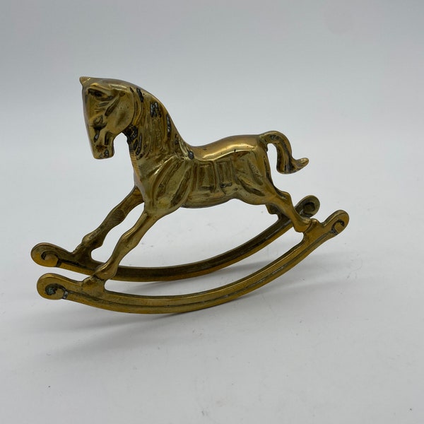 Vintage Solid Brass Rocking Horse Figurine