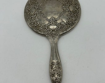 Vintage Silver Plated Ornate Vanity Hand Mirror