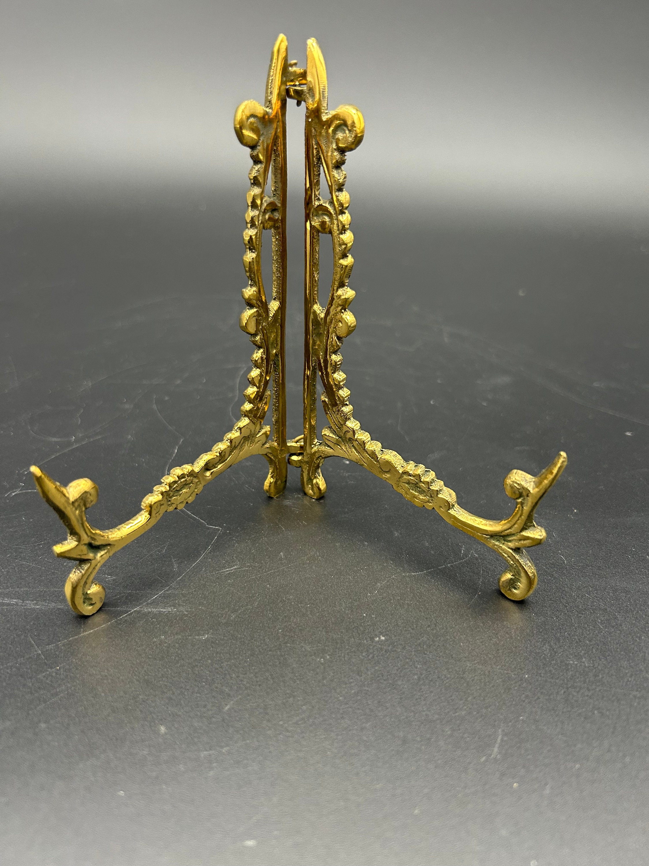 Home Interiors Scroll Ornate Gold Tone Metal Easel Display Stand Plate  Holders