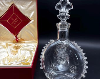 Vintage Baccarat Crystal Louis XIII Cognac Decanter with Fleur-de-Lis Stopper & Original Presentation Box