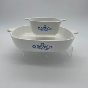 Set of Vintage Corning Ware Cornflower Square Casserole Dishes *** Large and Small *** Set of Two ***