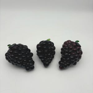 Vintage Set of 3 Glass Grapes. Faux fruit art glass centerpiece. Artificial fruit solid glass. 3 piece set.