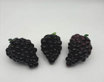 Vintage Art Glass Grapes: Faux Fruit Centerpiece, Set of 3