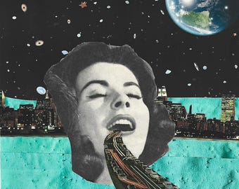 Collage 8x10 Matte Print. Made from Authentic Vintage Magazines. Surreal Collage Magazine Wall Art