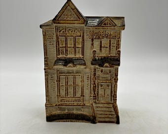 Vintage Napcoware Victorian House Wall Pocket Vase Ceramic Architectural Planter Tabletop Decor. Circa 1960s-1970s