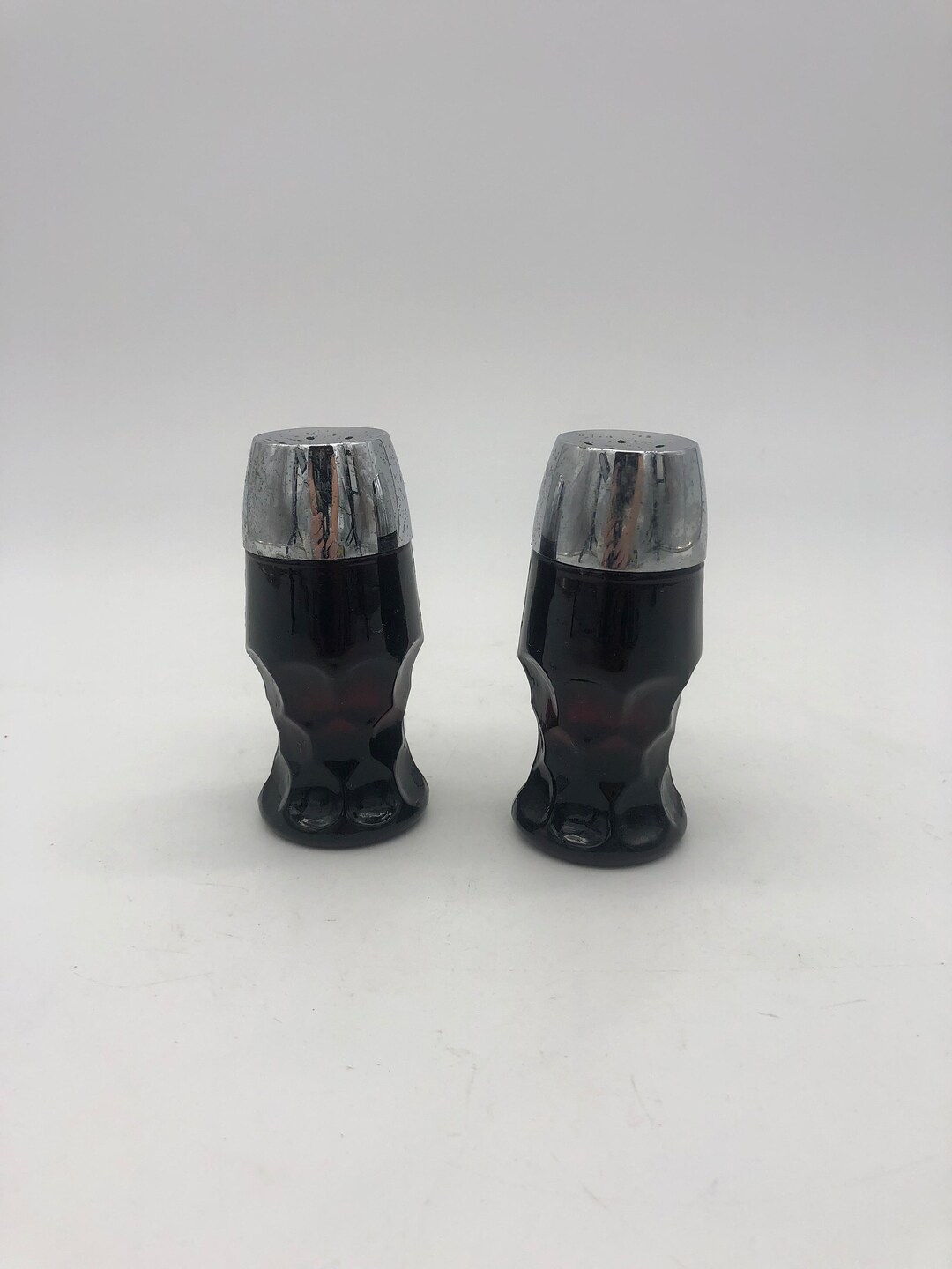 Vintage Ruby Red Glass Salt and Pepper Shakers - Etsy