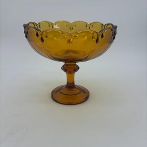 Indiana Amber Glass Teardrop Garland Pedestal Compote