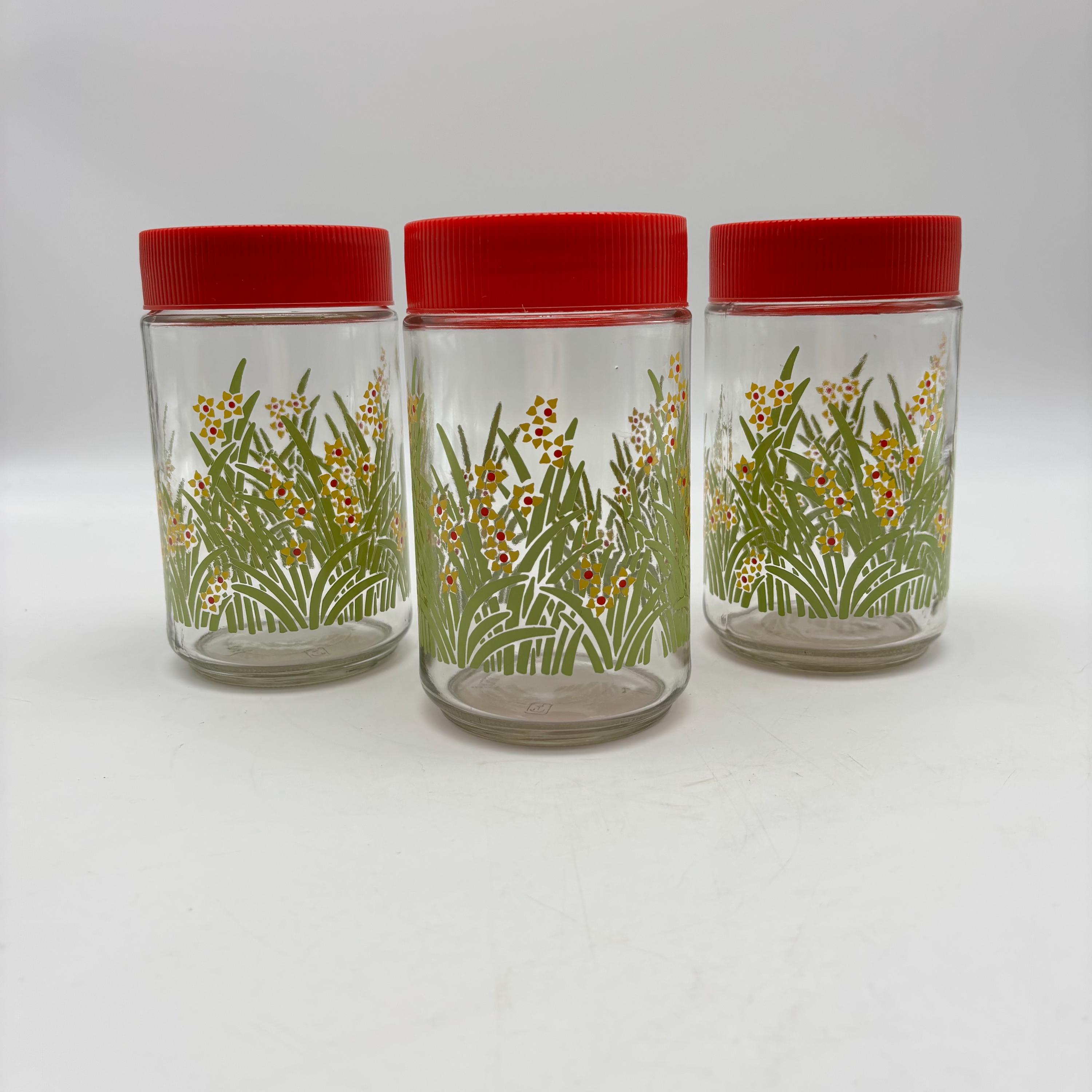 Vintage Red Glass Canister - Etsy