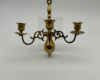 Vintage Triple Armed Brass Candle Wall Sconce