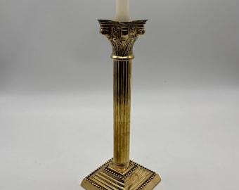 Vintage Brass Greek Pillar Candlestick Holder - Made in India