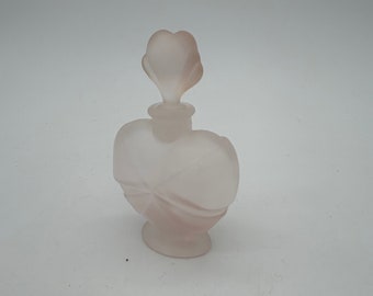 Vintage Frosted Pink Glass Perfume Bottle.