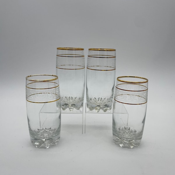 Gold Rim Drinking Glasses Etsy