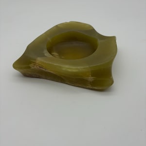 Vintage Green Onyx Marble Organic Shaped Ashtray. A few small chips