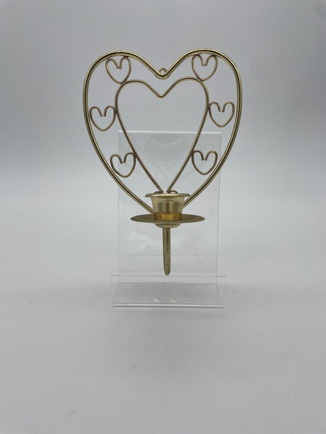 Vintage Gold Colored Metal Heart Shaped Wall Mounted Candle Etsy