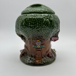 Vintage 1980s Keebler Elf Treehouse Cookie Jar, Ceramic Canister, Kitchen Collectible, Food Storage Jar