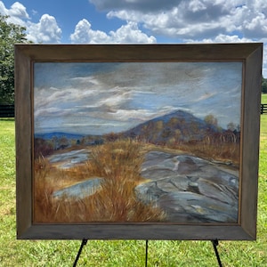 Vintage Landscape Oil Painting on Canvas: Signed Framed Wall Art