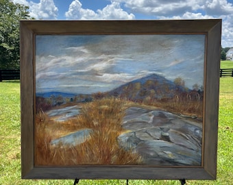 Vintage Landscape Oil Painting on Canvas: Signed Framed Wall Art