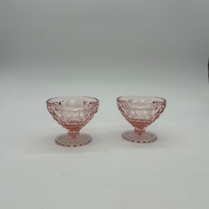 Vintage Pink Glass Sherbert Dishes: Jeannette Windsor Diamond, Set of 2