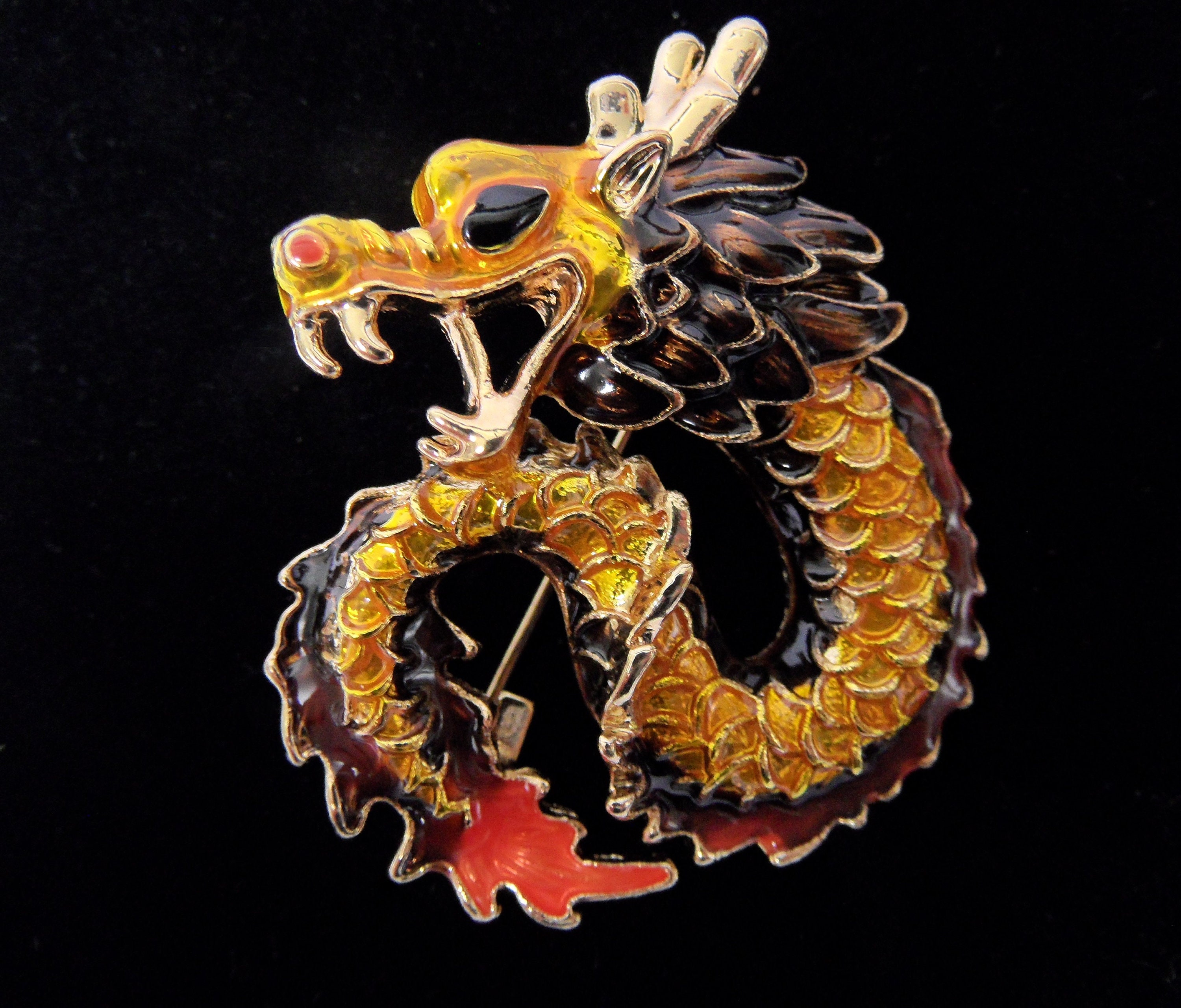 Dragon Enamelled Dragon Brooch Fantasy Jewellery Etsy
