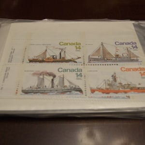 Sellos postales canadienses sellados y sin usar, juegos de 4 placas con esquinas de bloque, 14 centavos, buques de hielo