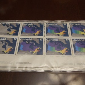 Juego de sellos postales canadienses de 4 piezas con esquinas de bloque de placa, sin usar, de 17 centavos, de 1981