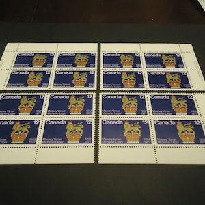 Conjunto de 4 esquinas de bloque de placa sin usar de 1978: 12 centavos del gobernador general canadiense.