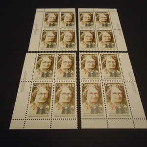 Conjunto de 4 esquinas de bloque de placa sin usar de 1973, sufragio femenino de Nellie Mcclung.