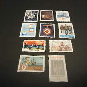 10 sellos postales canadienses surtidos de la Casa de la Moneda de 32 centavos de 1984
