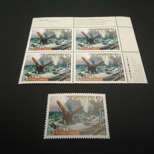 Sello postal canadiense MINT con un PBC de 2004, Día D, Segunda Guerra Mundial