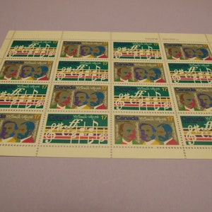 Hoja de 16 sellos postales canadienses sin usar de 1980-17 centavos O Centenario de Canadá