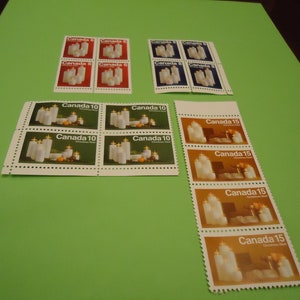 Conjunto de 4 grupos de sellos canadienses sin usar de 4 velas de 1972, 6, 8, 10 y 15 centavos.