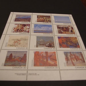 Minihoja MINT del Día de Canadá de 1982, de 12 sellos de 0,30 centavos. Pinturas de paisajes canadienses.