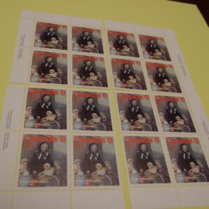 4 sellos de esquina de bloque de placa canadiense sin usar de 1975 a 8 centavos de Marguerite Bourgeoys