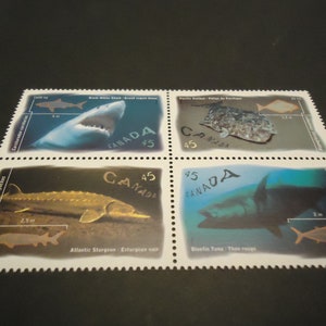 4 sellos postales canadienses nuevos Peces de agua oceánica (1997) 4 x 45