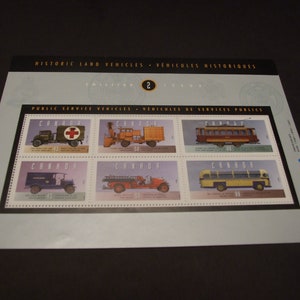 Hoja de recuerdo de sellos postales canadienses: serie de emisiones de vehículos terrestres históricos 2