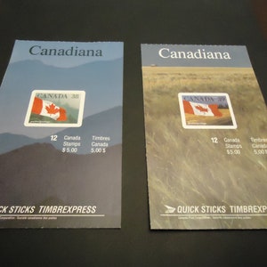 Sellos postales canadienses nuevos, 2 folletos de 12 sellos autoadhesivos - 1989
