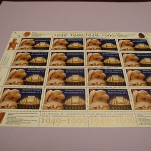 Hoja de 16 sellos postales canadienses sin usar de 46 centavos del Museo de Antropología de la UBC