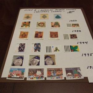 Sellos postales canadienses de Navidad MINT x 22, de 1981, 1985, 1987, 1988, 1994 y 1995