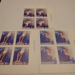Conjunto de 3 esquinas de bloque de placa sin usar de 1976, los Juegos Olímpicos