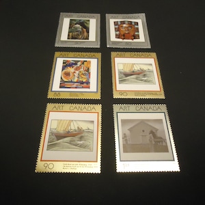 6 sellos postales canadienses MINT - Surtidos Art Canada - de 1989 y más nuevos.