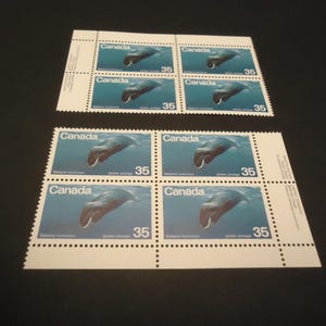 Juego de 2 bloques de placas a juego, sin usar y sellados, de 1979 (serie sobre vida silvestre en peligro de extinción de ballenas de Groenlandia)