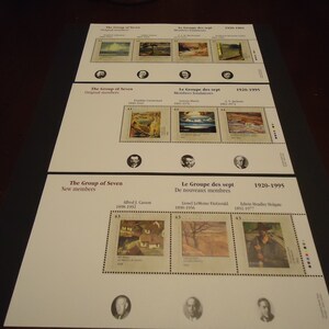 Sellos postales canadienses nuevos.43 centavos-3 paneles de recuerdo con un total de 10 sellos del grupo de siete de 75 años.
