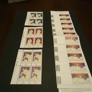 Sellos postales canadienses nuevos de 0,29 centavos, folleto de 10 y esquinas de bloque de 3 placas, Navidad de 1988 (ángeles navideños)